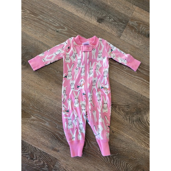 Hanna Andersson Bunny Print Zip Organic Cotton‎ Pajamas 0-3 Months #9 - Picture 1 of 4